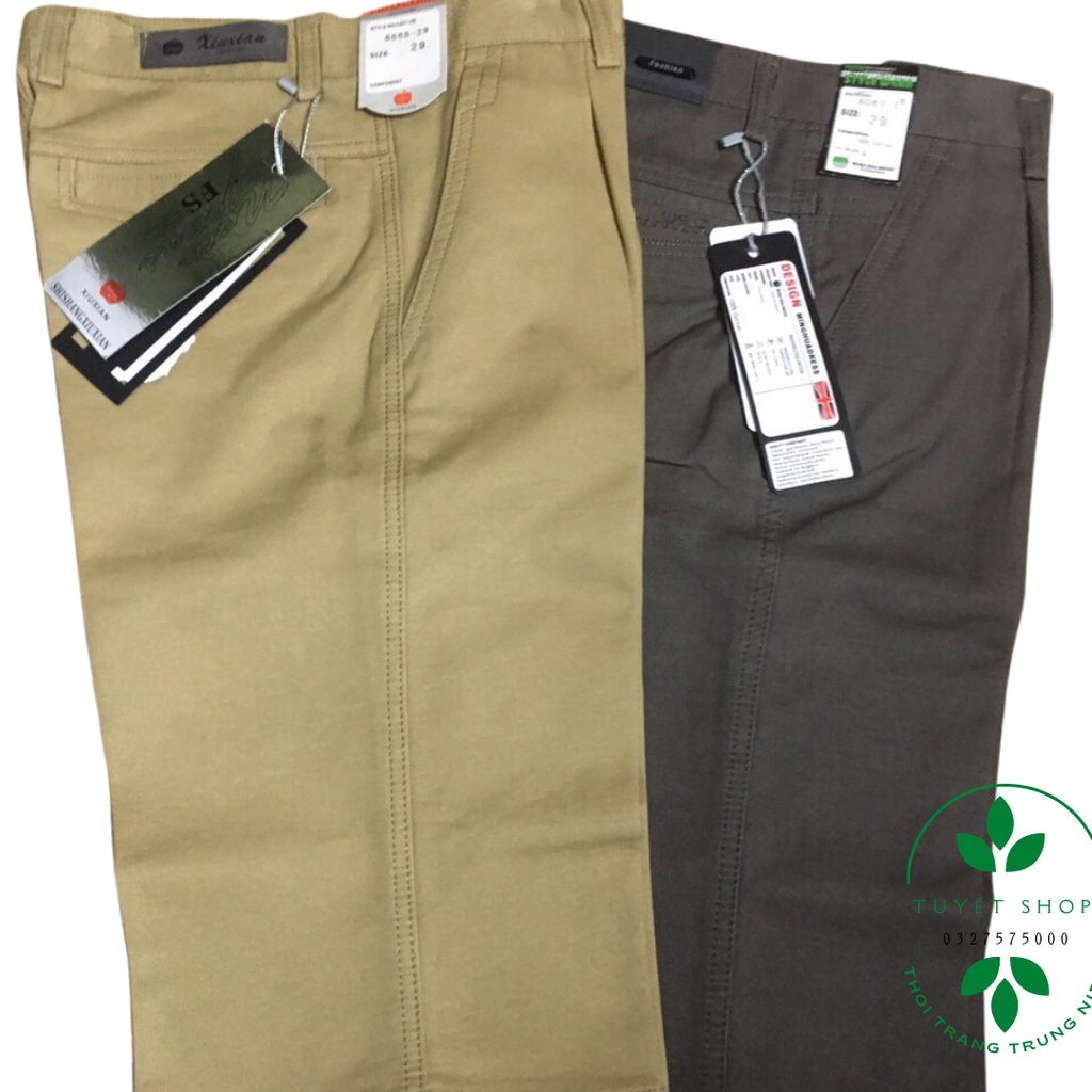Quần Ngố Nam Quần Ngố Kaki Nam Dành Cho Tuổi Trung Niên Chất Thoáng Không Co Giãn Hàng Quảng Châu Có Big Size