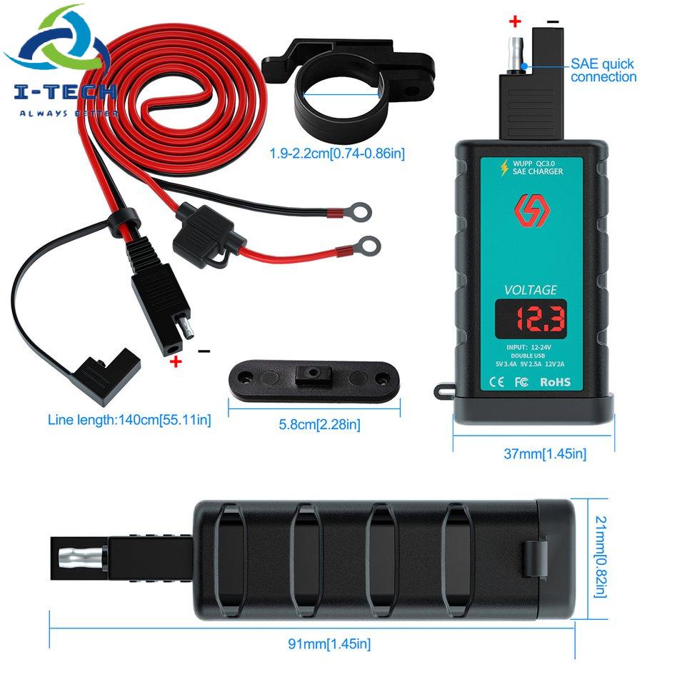 ⚡Khuyến mại⚡PD Motorcycle Charger Replacement SAE To USB Voltmeter ON/Off Switch Socket | BigBuy360 - bigbuy360.vn