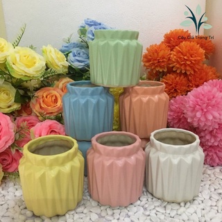 Chậu sứ, chậu gốm sứ Bát Tràng cắm hoa trồng hoa đá mini.