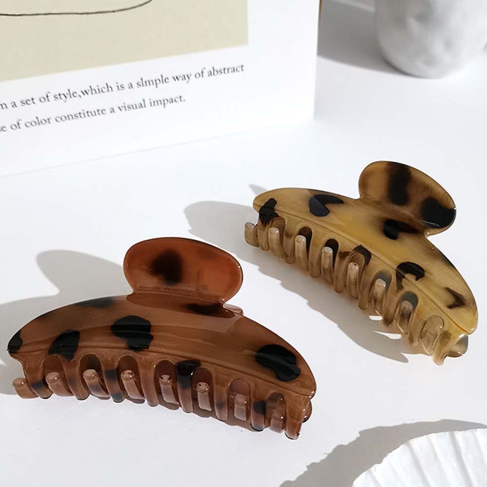 Kẹp tóc càng cua hình chữ nhật họa tiết da báo bằng acrylic đơn giản thanh lịch phong cách Hàn Quốc dành cho nữ