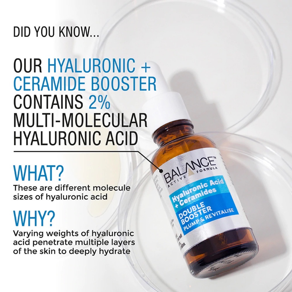 Serum Cấp Ẩm Chuyên Sâu Và Phục Hồi Da Balance Active Formula Hyaluronic + Ceramides Double Booster 30ml