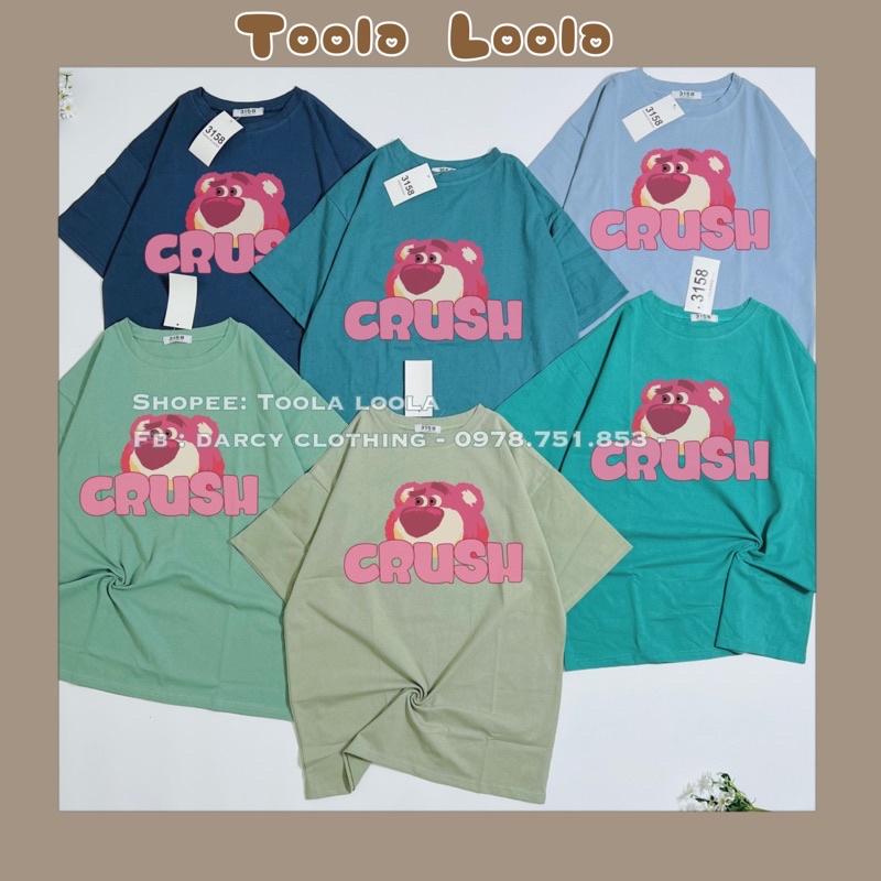 áo thun 3158 cotton khô ✨ FREESHIP ✨ gấu hồng crush lớn áo thun QC unisex nam nữ