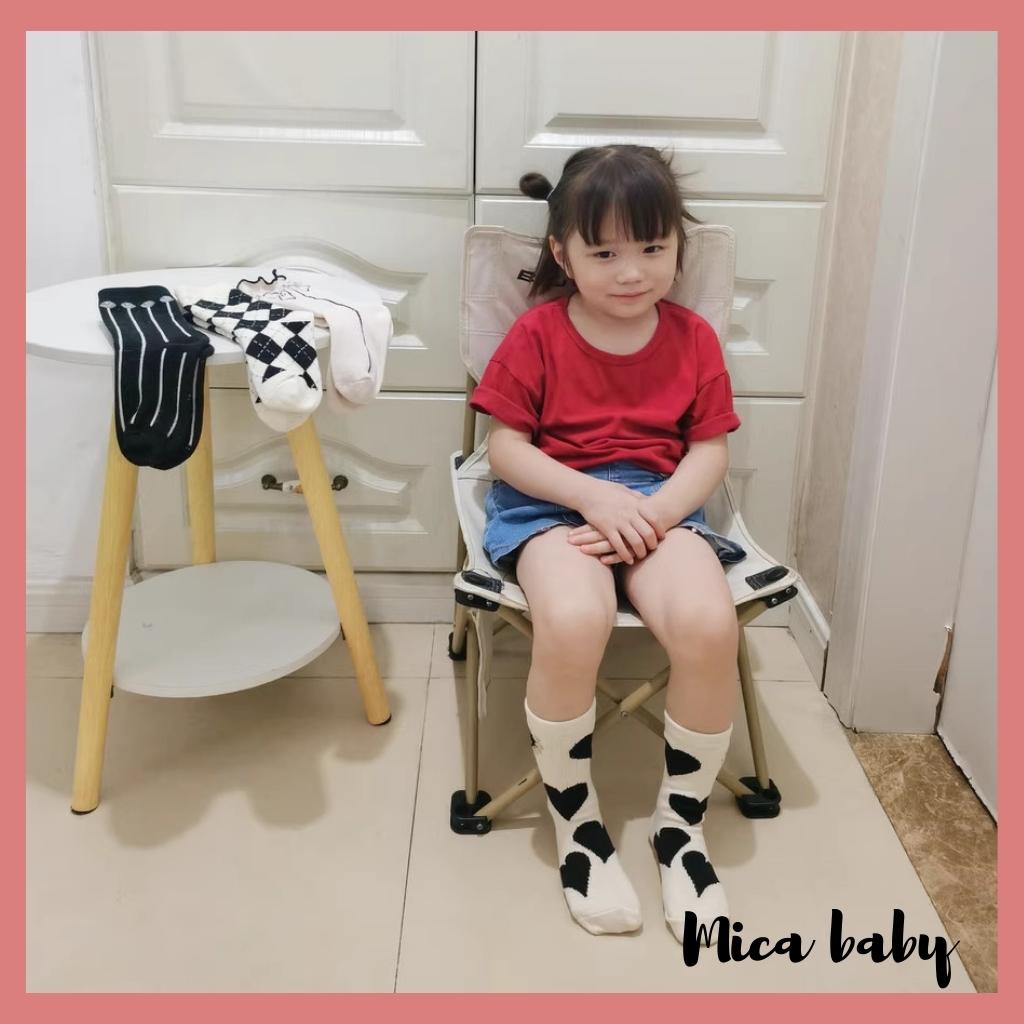 Set 4 đôi tất cao cổ cho bé trai bé gái phong cách Hàn Quốc họa tiết basic T36 Mica baby