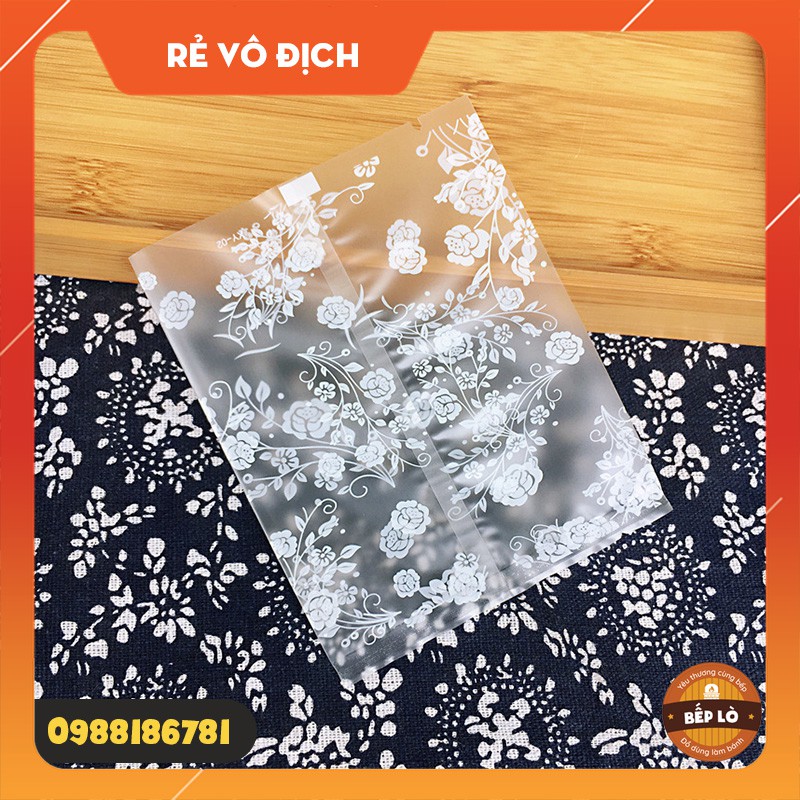 Túi đựng bánh Quy - bánh Trung Thu - đựng kẹo - đựng trà hoa các loại bông hồng trắng - set 100 túi SIÊU ĐẸP