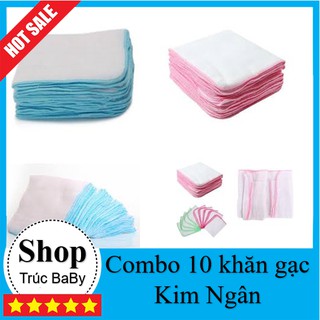 Combo 10 khăn gạc 🔥GIÁ GỐC🔥 khăn tắm cho bé Kim Ngân 5 lớp loại dày(con chó trắng)