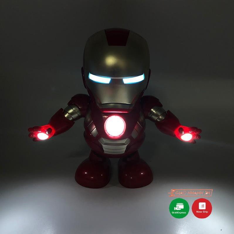 Đồ chơi Robot IronMan nhảy múa theo nhạc có đèn LED size lớn nhựa ABS an toàn cho sức khỏe của bé