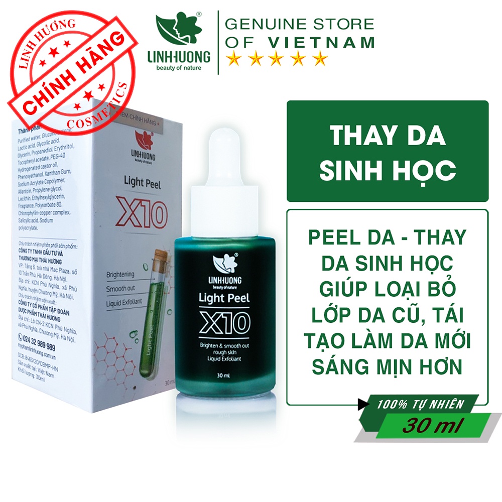 Peel da, thay da sinh học Linh Hương Light Peel X10 làm trắng da, tái tạo làn da mới, thay da tại nhà dung tích 30ml