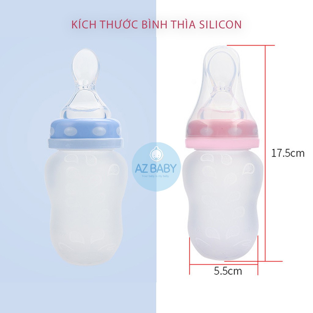 Bình thìa ăn dặm silicon an toàn tiện lợi cho bé tặng kèm núm ti AZ Baby - AD009