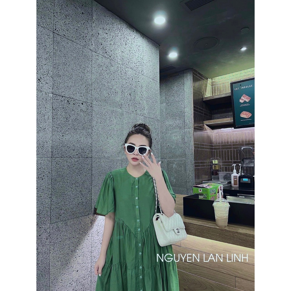 ✨BÁN SỈ✨Đầm suông tơ 3 tầng 2 lớp 2 màu xanh,be