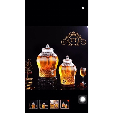 Bình ngâm rượu thủy tinh kim cương 15 lít ( CÓ VAN ) &amp; KHÔNG VAN