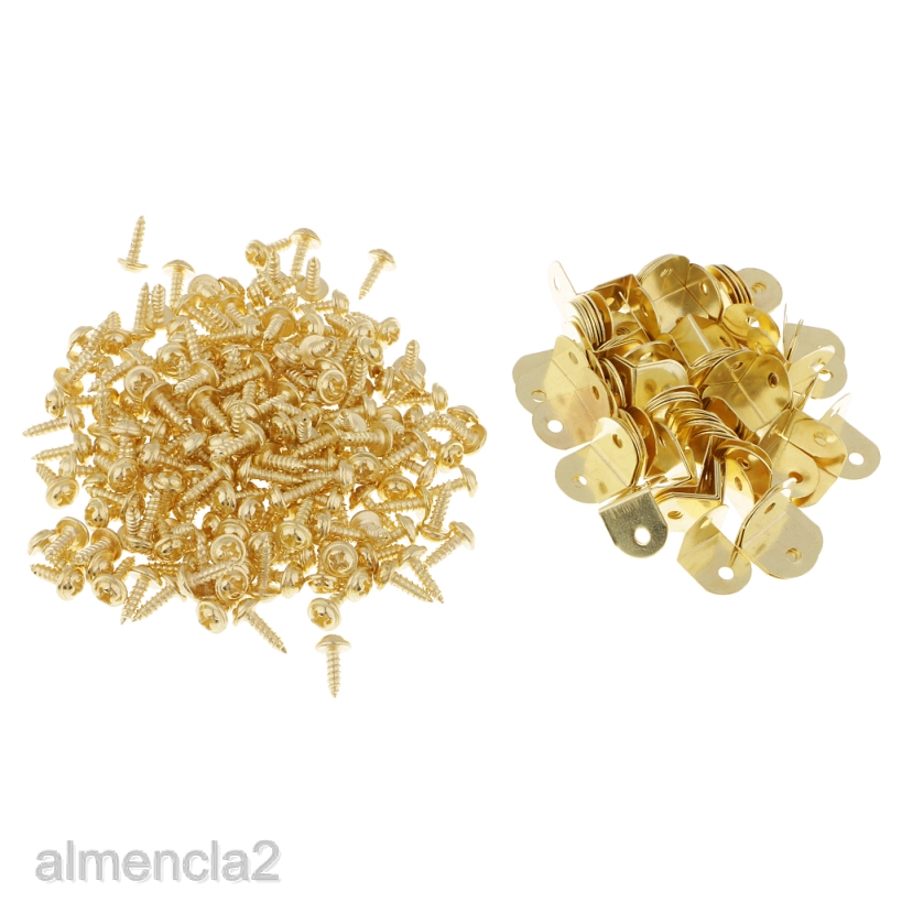 [ALMENCLA2] 100 Pcs Picture Frame Hangers with Screws 12 x 12 mm Metal Corner Repairs