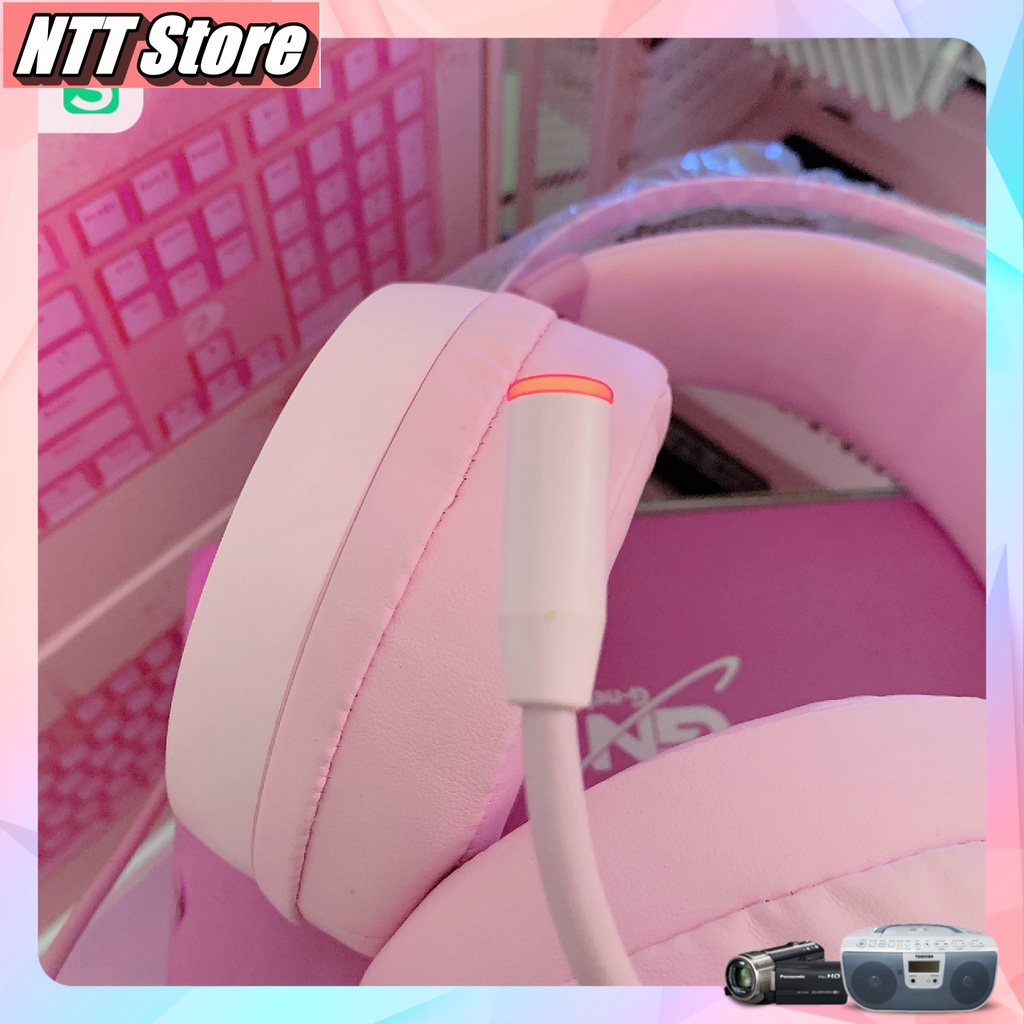 Tai nghe Game màu hồng GNet G09 âm thanh 71 Jack cắm USB dành cho máy tính NTT Store