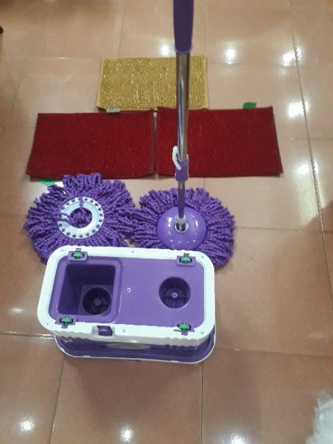 Combo Bộ chổi lau nhà công nghệ Thái Lan tặng kèm1bông lau và  3 thảm đinh