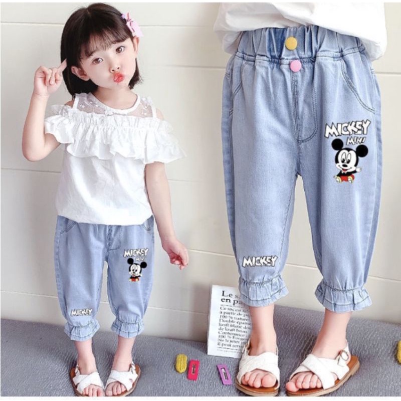 Quần bò giấy hình cute cho bé gái