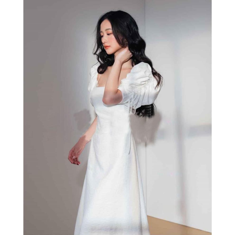 Đầm dự tiệc cổ vuông tay bồng rút dây sang chảnh - Berry Dress