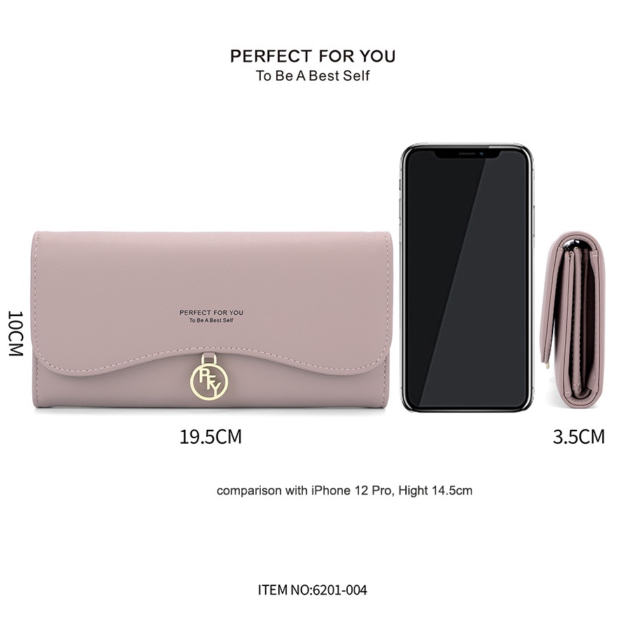 Ví Dài Có Khóa Kéo Và Nhiều Ngăn Đựng Thẻ Phong Cách Hàn Quốc Cho Bạn Ví nữ dài Perfect For You 6201-004