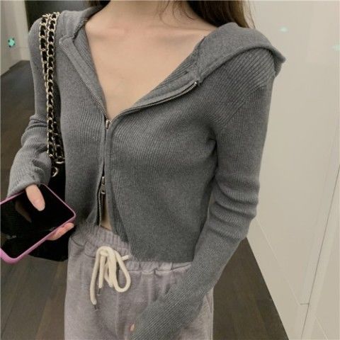 Áo dệt kim BH phối khóa kéo phong cách Hàn Quốc thời trang sành điệu cho nữ