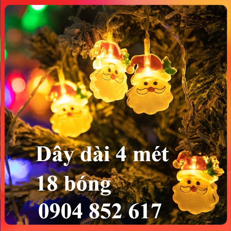 💥Giá buôn sỉ💥 Dây đèn LED trang trí giáng sinh hình ông già noel dài 4m, 18 bóng 💥Cam kết chất lượng💥