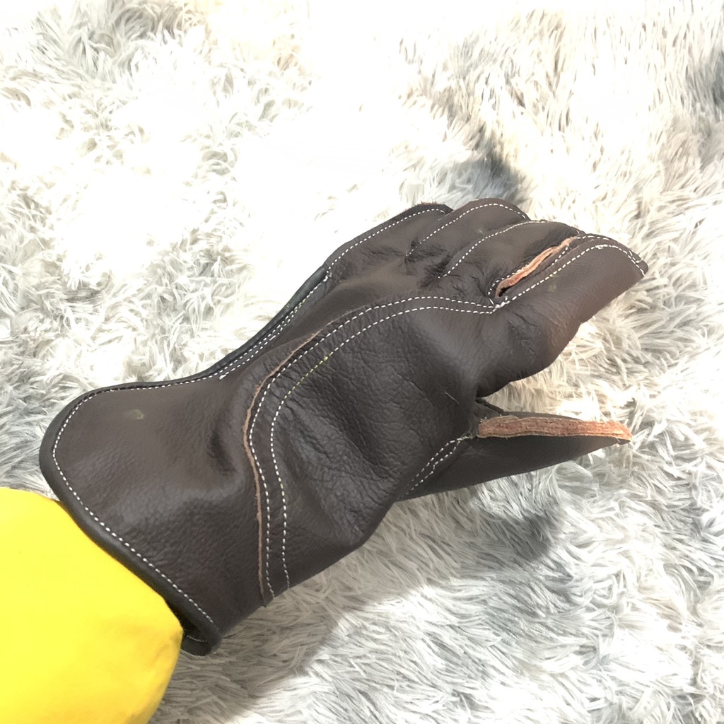 Phụ kiện chim săn - Găng tay chim săn mồi 5 ngón 2 lớp da bò thật chuyên dùng huấn luyện chim săn