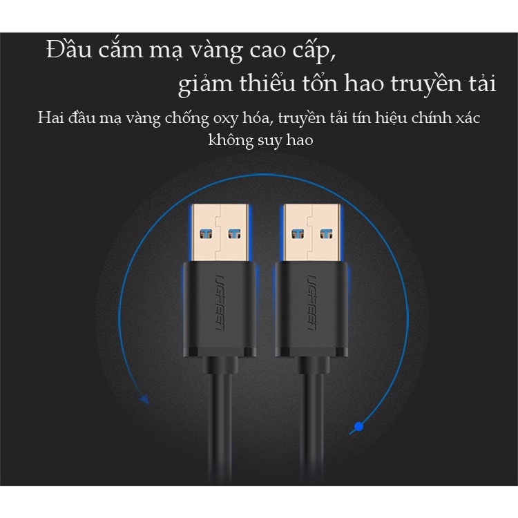 Cáp USB 3.0 sang USB 3.0 (2 Đầu Đực) Dài 0,5m 1m 2m Ugreen 10369 10370 10371 - Hàng Chính Hãng