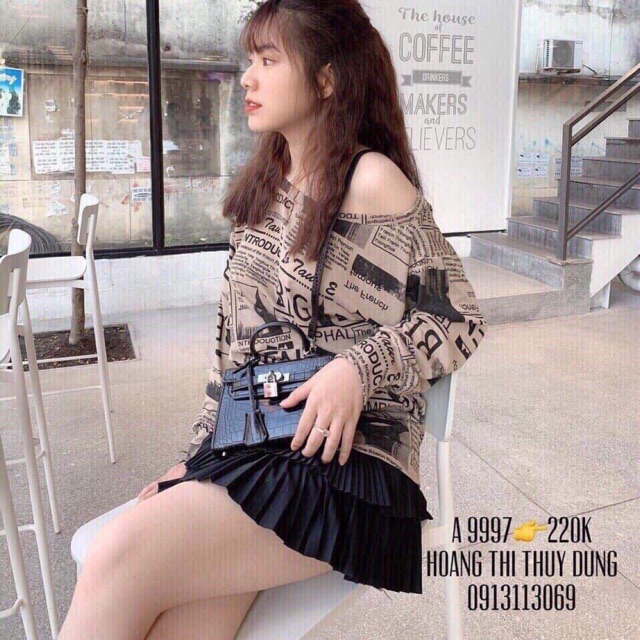 Áo thun lưới lệch vai