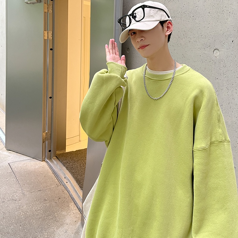 Áo Hoodie IFNICEFUTURE Cổ Tròn Dáng Rộng Màu Trơn Thời Trang Cho Nam