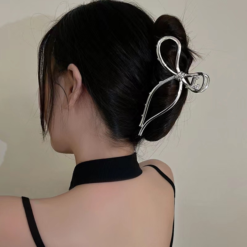 Kẹp Tóc Hình Nơ Bằng Kim Loại Đơn Giản Thời Trang Mùa Hè Dành Cho Nữ