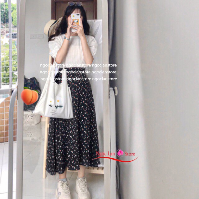 Chân váy Hoa Nhí Chiffon Siêu Đẹp