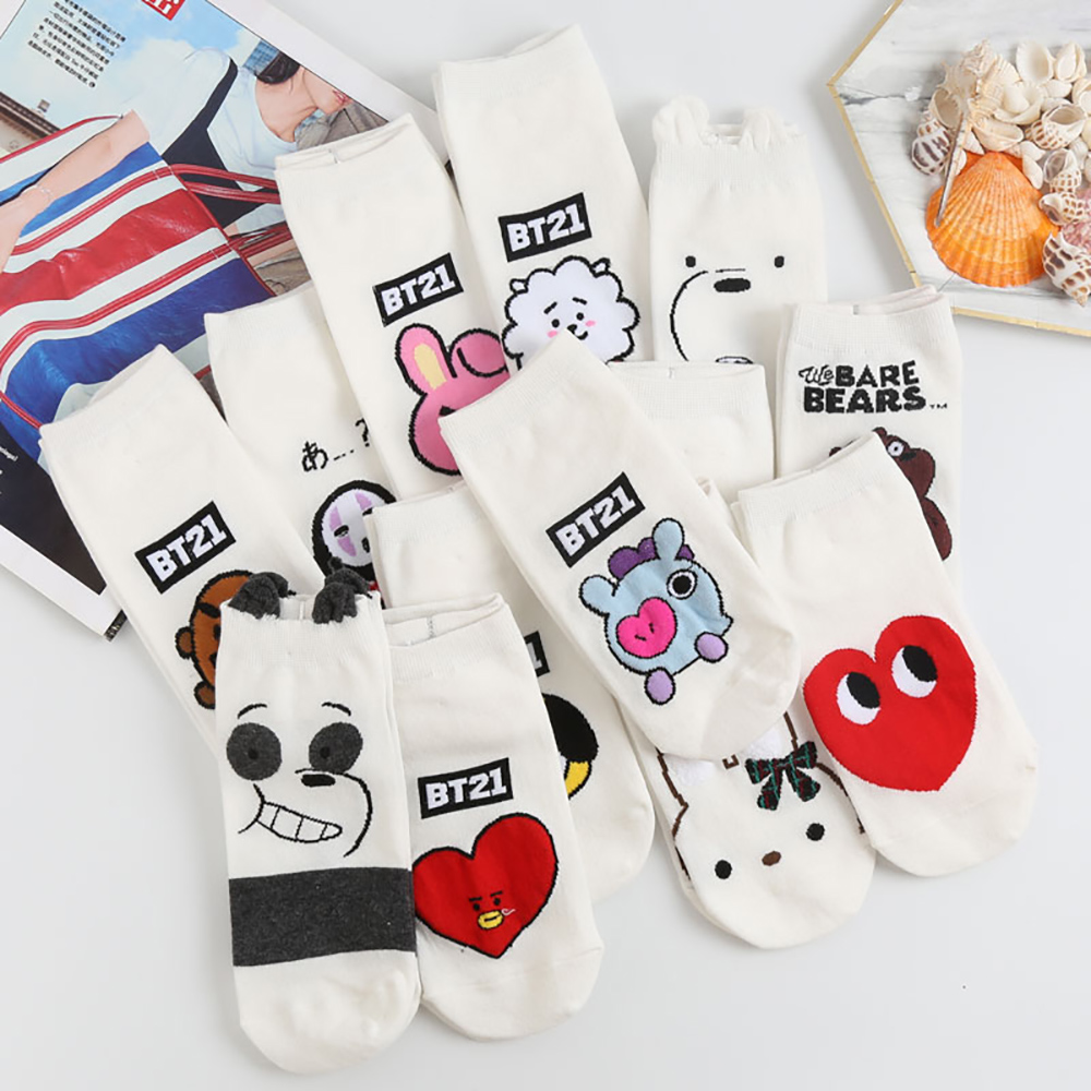 Tất Cotton Họa Tiết Hoạt Hình Ngộ Nghĩnh Cho Nữ