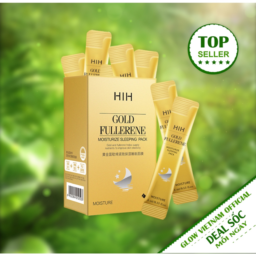 Mặt nạ ngủ tinh chất vàng Gold Fullerene HIH dưỡng ẩm làm trắng mịn da - Glow VN