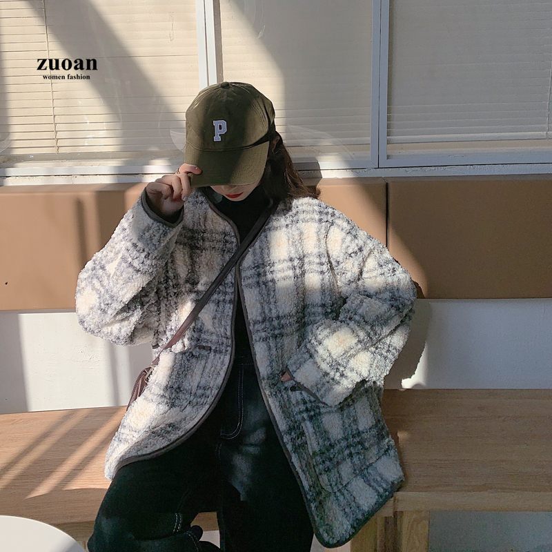 Áo khoác len nữ SUXI dài tay cổ tròn thời trang Hàn