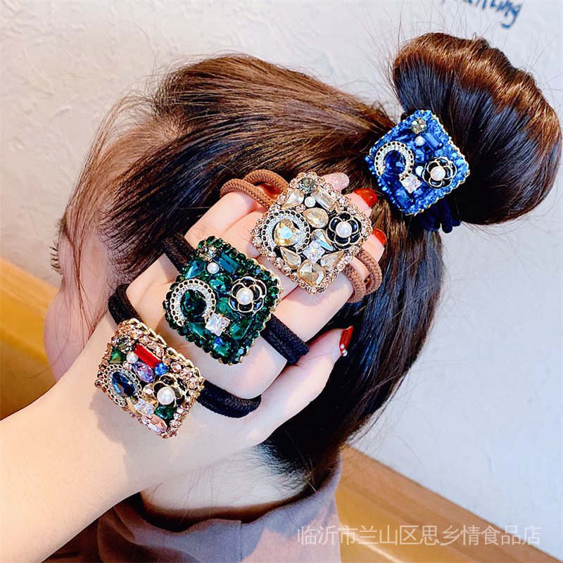 Băng Đô Cài Tóc Co Giãn Hình Gấu Phong Cách Cổ Điển Màu Xanh Dương Phong Cách Mới Cho Nữ