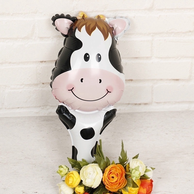 1 Bong Bóng Lá Nhôm Hình Đầu Động Vật Mini Cầm Tay Trang Trí Tiệc Sinh Nhật Cho Bé