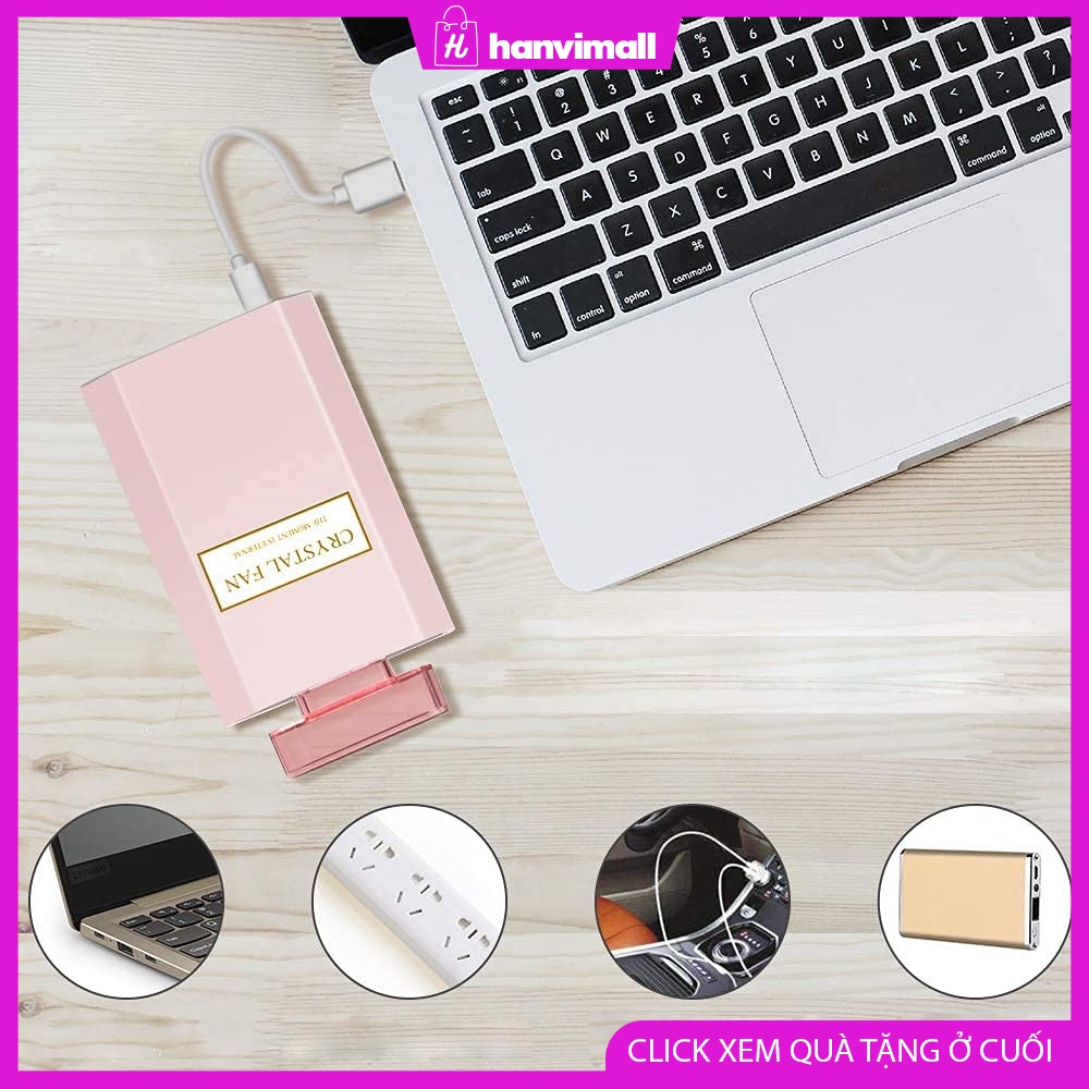 Quạt Mini cầm tay gấp gọn hình chai nước hoa sang chảnh