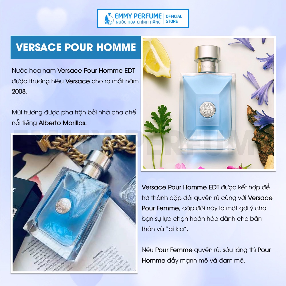 Nước hoa Nam Versace Pour Homme EDT thơm lưu hương lâu - Chính hãng - Nam tính, Quyến rũ, Nổi bật EmmyPer