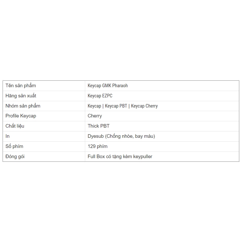 Keycap Cho Bàn Phím Cơ GMK Pharaoh Thick PBT Cherry Profile 129 Phím