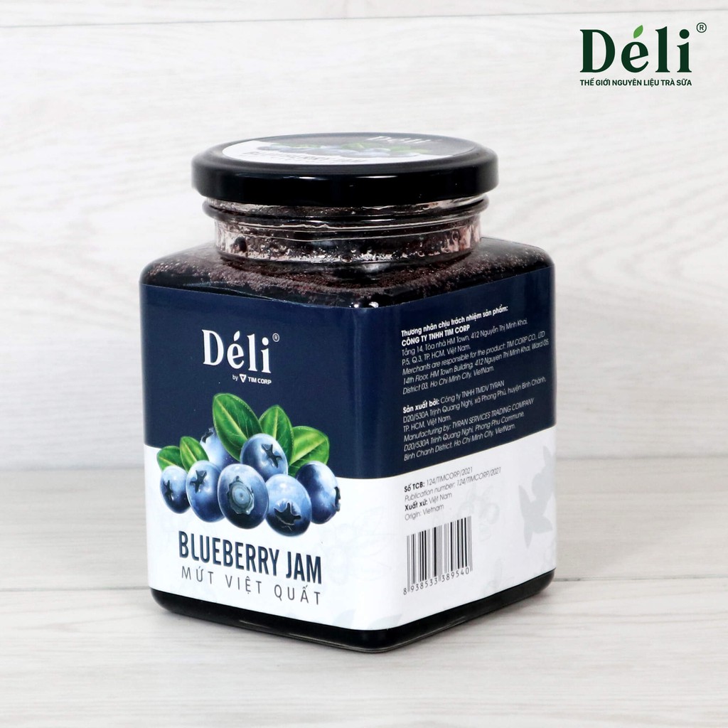Mứt Việt quất cao cấp Déli [GIÁ TỐT] VỊ NGON THIÊN NHIÊN (850gr)  Nguyên liệu pha chế trà sữa, trà trái cây