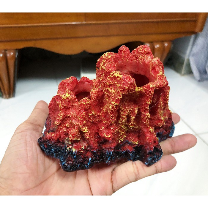 NÚI LỬA SỦI OXY TRANG TRÍ HỒ CÁ 14X10X10CM