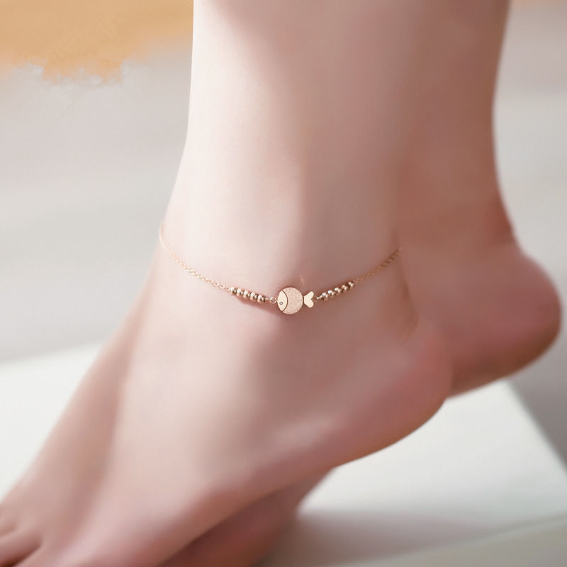 [beautiful foot, delicate foot chain]2021 new Korean version simple personality lovely fish body niche design net red titanium steel Anklet sexy Anklet girl