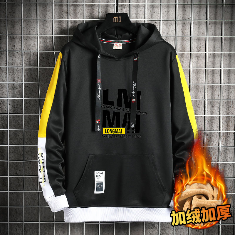 Áo hoodie Thêm nhung để giữ ấm viền đen phong cách thời trang dành cho nam | BigBuy360 - bigbuy360.vn