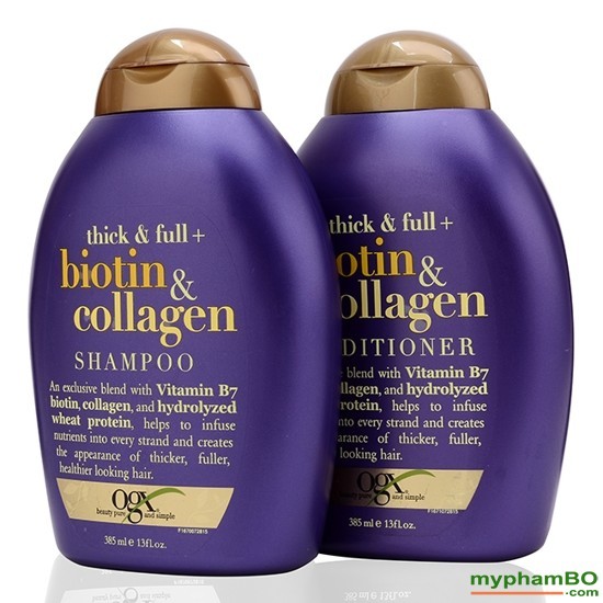 Bộ dầu gội kích thích mọc tóc Biotin Collagen OGX – Organix Thick & Full