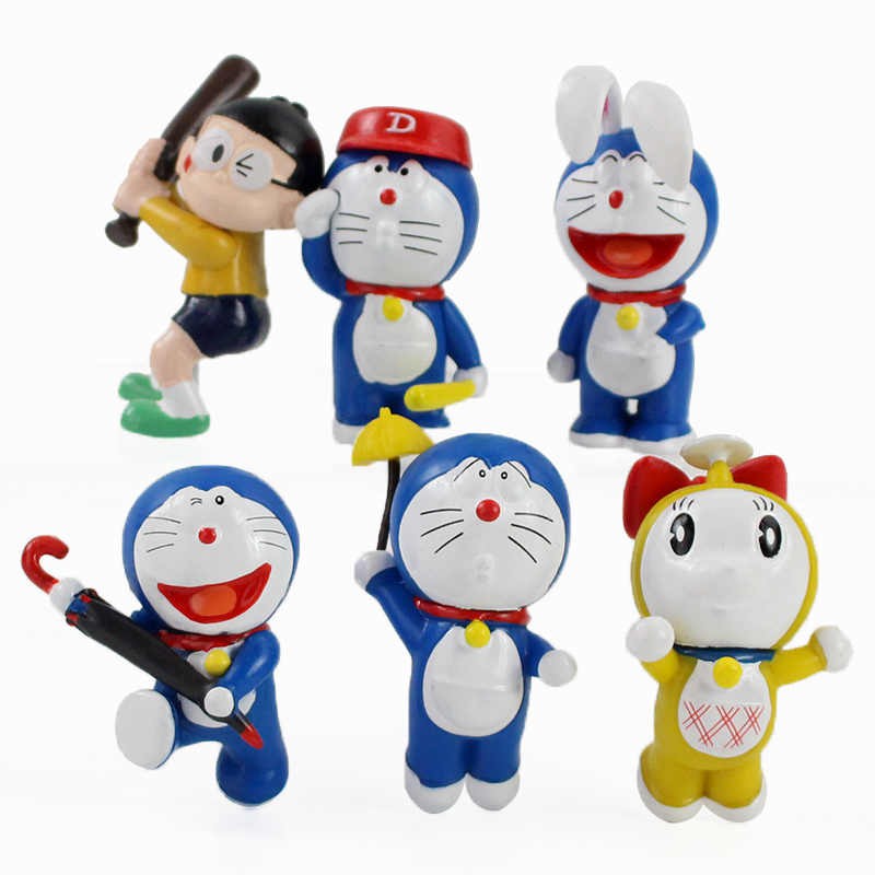 Bô 06 Mô Hình Nhân Vật Trong Phim Chú Mèo Máy Thông MInh Doraemon,Nobita,Doraemi