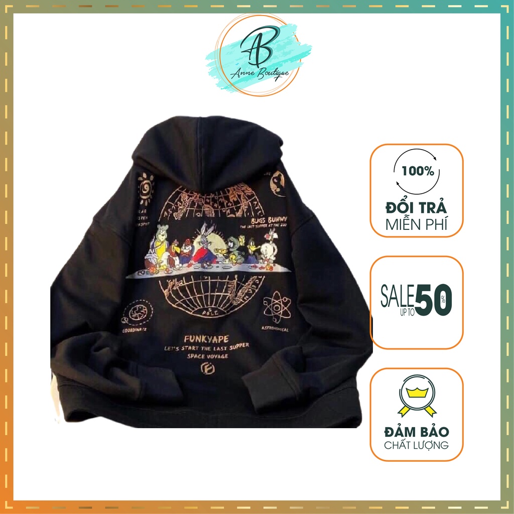 [Có Video+Ảnh Thật] Áo Khoác Nỉ In Hình Bugs Form Rộng, Áo Khoác Nỉ Nam Nữ Cao Cấp Anne Boutique Mã 577