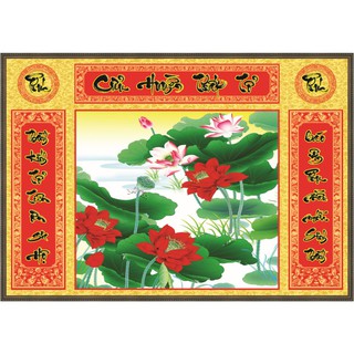 Tranh dán tường 3D VTC Trang trí bàn thờ cửu huyền thất tổ UD0356K