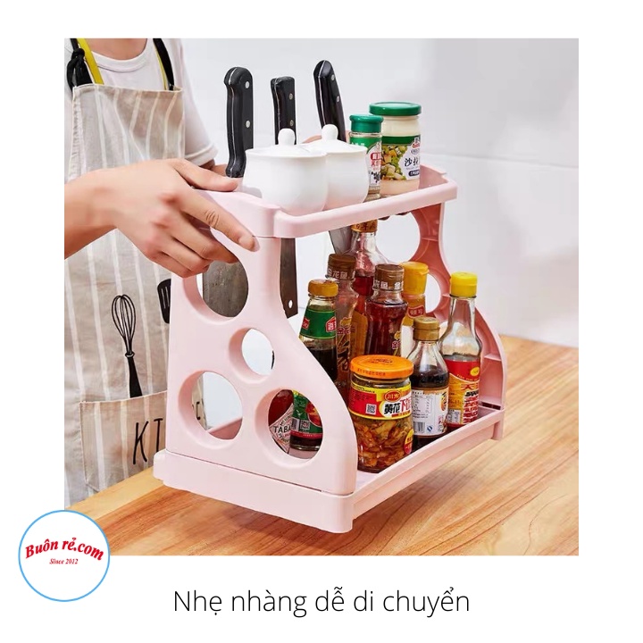 Kệ đựng gia vị 2 tầng thân Bong Bóng thông minh -  Kệ đựng đồ nhà bếp, nhà tắm 2 tầng đa năng Br 01669