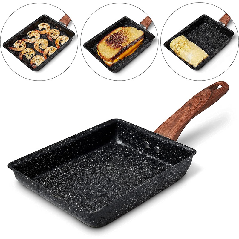 Chảo Chiên Trứng Tamagoyaki Hình Vuông Phủ Lớp Phủ Chống Dính Phong Cách Nhật Bản