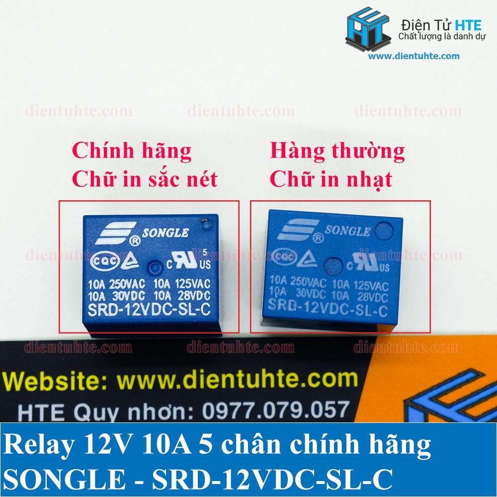 [Combo] 10 Relay 12V 10A 5 chân SRD-12VDC-SL-C chính hãng SONGLE [HTE-PLK-CN2]