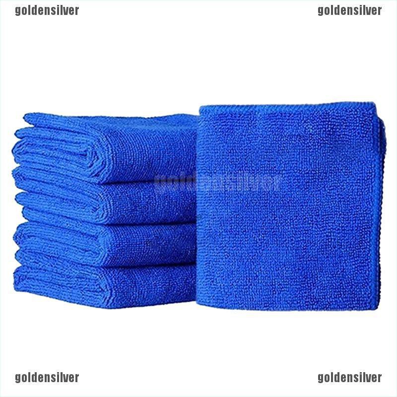 Set 5 khăn microfiber lau vệ sinh xe hơi thấm hút nước màu xanh dương