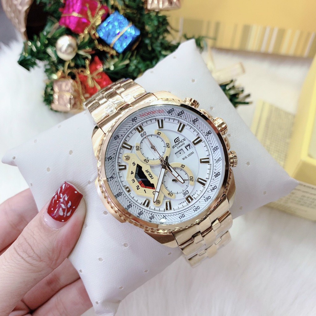 ĐỒNG HỒ NAM EDIFICE EF-558FG , DÂY THÉP MÀU VÀNG , SIZE 45MM