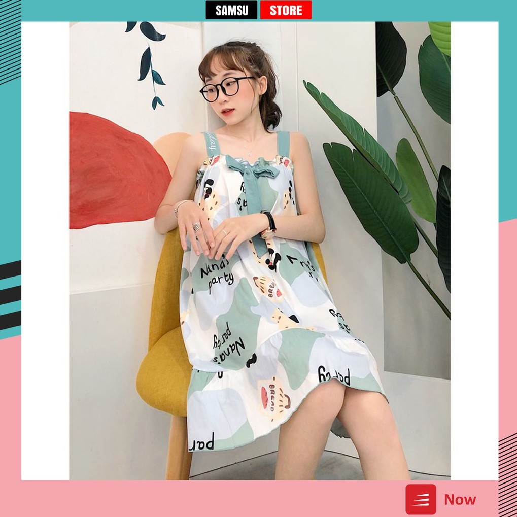 Váy ngủ 2 dây nữ dễ thương cute có đệm mút ngực SAMSU FX111